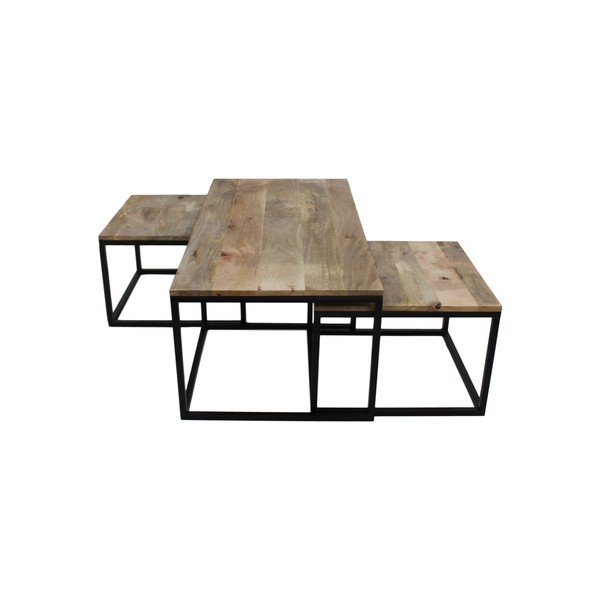 Set di 3 tavolini in legno di mango non trattato collezione HSM Salon - HSM collection-image-4