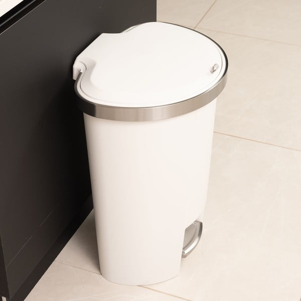 Cestino per la spazzatura in plastica bianco con pedale 50 l – Addis-image-1