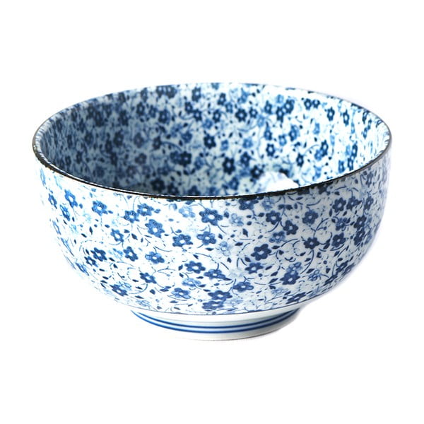 Ciotola per udon in ceramica blu e bianca, ø 16 cm Daisy - MIJ