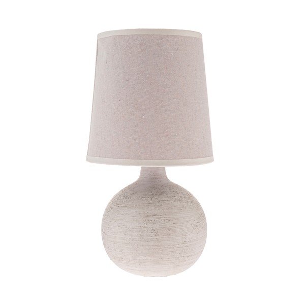 Lampada da tavolo grigio chiaro in ceramica con paralume in tessuto (altezza totale 29 cm) Bianca – Dakls
