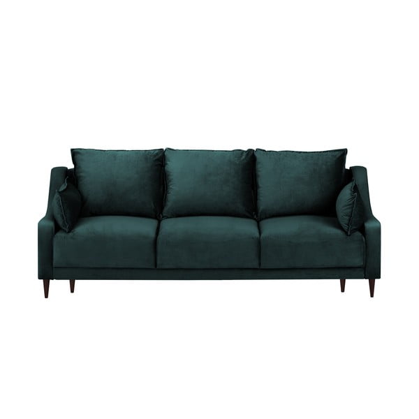 Divano letto in velluto blu-verde con contenitore , 215 cm Freesia - Mazzini Sofas