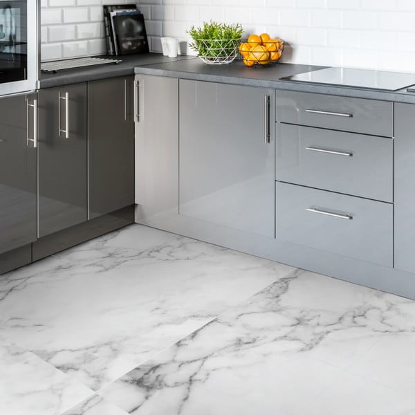 Sada 4 samolepek na zem Ambiance White Marble