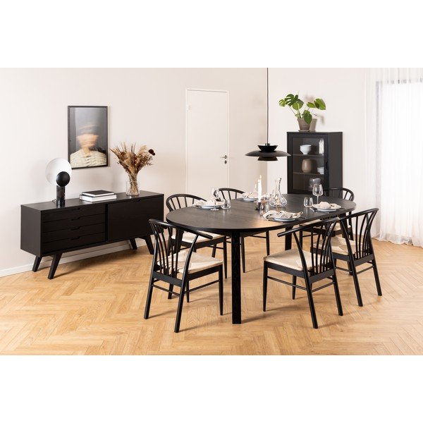 Cassettiera bassa nera in rovere con ante scorrevoli 160x72 cm A-Line - Actona-image-1
