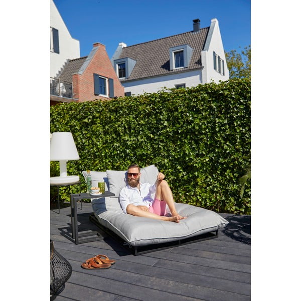 Lettino da giardino imbottito in metallo grigio chiaro Emma - Hartman-image-4
