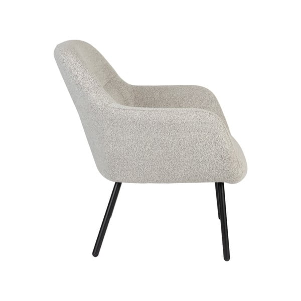 Poltrona bianca in tessuto bouclé Dude - White Label-image-3