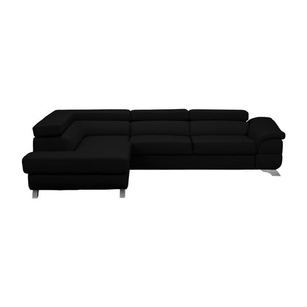 Divano letto angolare Gamma in similpelle nera, angolo sinistro - Windsor & Co Sofas