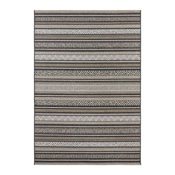 Černo-hnědý koberec vhodný i na ven Elle Decoration Bloom Rodez, 80 x 150 cm