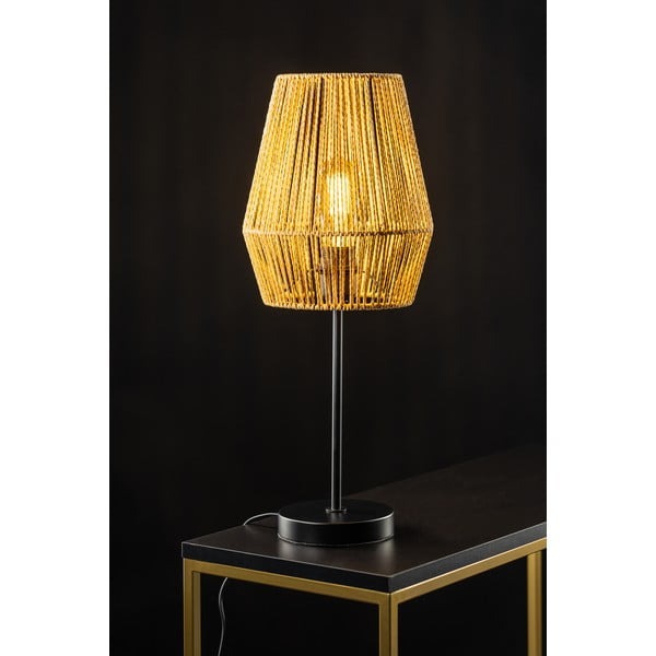 Lampada da tavolo in nero e naturale con paralume in canna (altezza 55 cm) Eranko - GTV-image-1