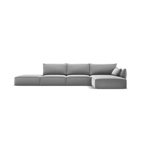 Divano angolare grigio chiaro (con penisola a destra/con chaise lounge) con rivestimento in velluto Vanda – Mazzini Sofas