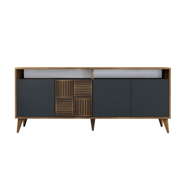 Credenza antracite in noce 180x79 cm Milan - Kalune Design-image-2