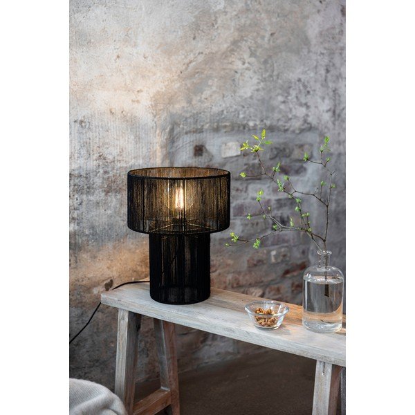 Lampada da tavolo nera con paralume in iuta (altezza totale 38 cm) Soga – Markslöjd-image-1
