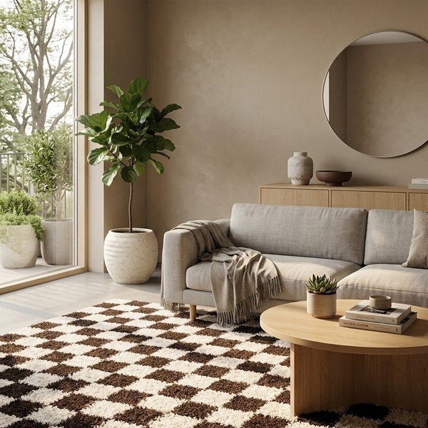 Tappeto marrone/color crema 80x150 cm Grida – ESTE-image-2