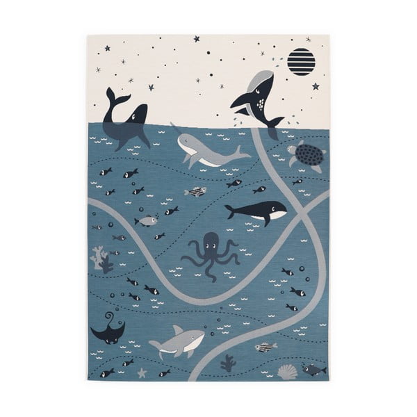 Tappeto da gioco per bambini blu/color crema 123x180 cm Little Deep Blue – Nattiot