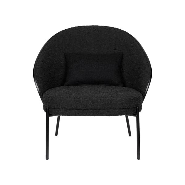 Poltrona nera con rivestimento in bouclé Rodin – Dutchbone-image-2