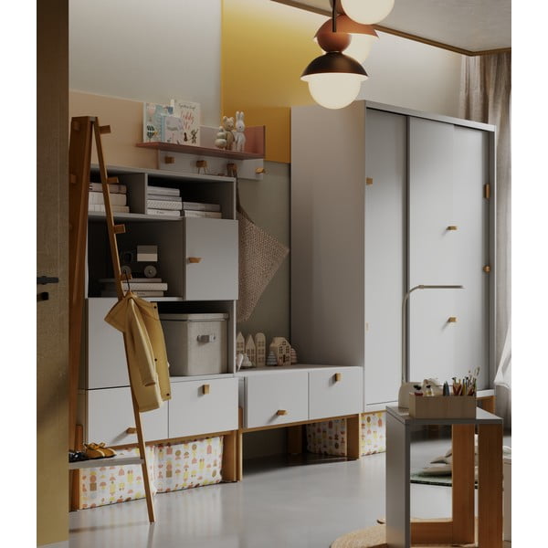 Armadio per bambini grigio chiaro 154x195 cm Cube - Pinio-image-1