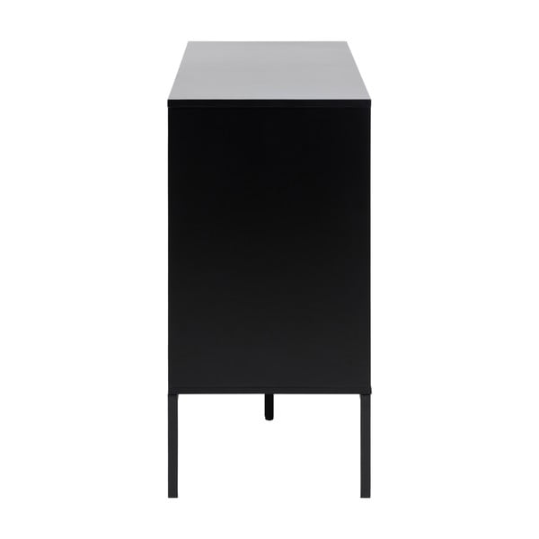 Cassettiera bassa nera-color legno naturale effetto rovere 120x82 cm Seaford - Actona-image-4