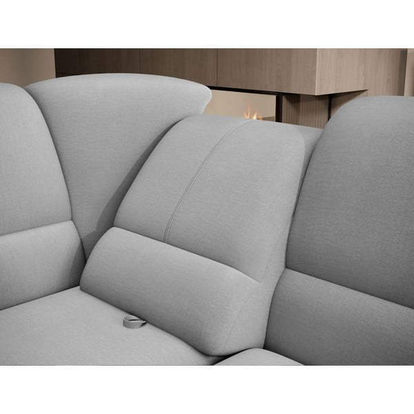 Divano angolare grigio allungabile/con contenitore (con penisola a sinistra/a L) e rivestimento in velluto Siber – ELTAP-image-1