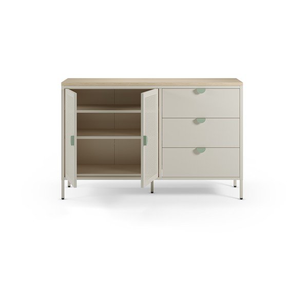 Credenza color crema/di colore naturale in metallo 140x90x40 cm Sayla – Marckeric-image-1
