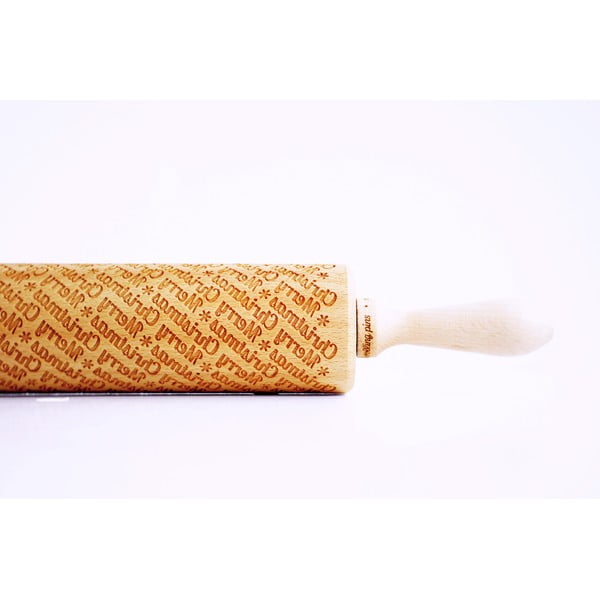 Rullo per pasta in legno a rilievo natalizio con Merry Christmas - Valek-image-1