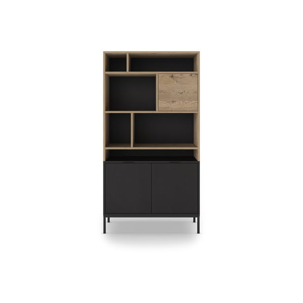 Libreria in rovere decorato in nero-naturale 90x170 cm Marion - Marckeric