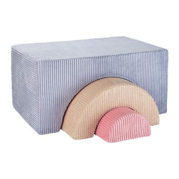 Set per psicomotricità blu in velluto a coste 75x49x37 cm Rainbow Montessori – Wigiwama