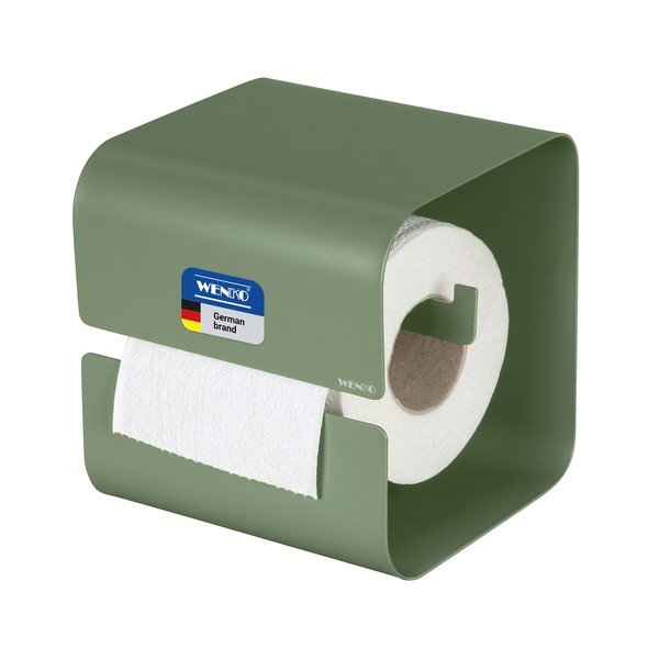 Porta carta igienica senza foratura verde in acciaio con aggancio Turbo-loc Lizan – Wenko-image-3