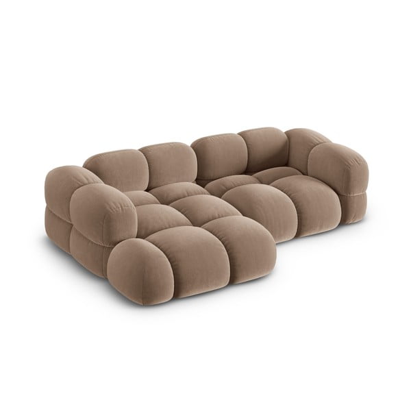 Divano angolare marrone (con penisola a sinistra/con chaise lounge) con rivestimento in velluto Loretto – Cosmopolitan Design-image-2