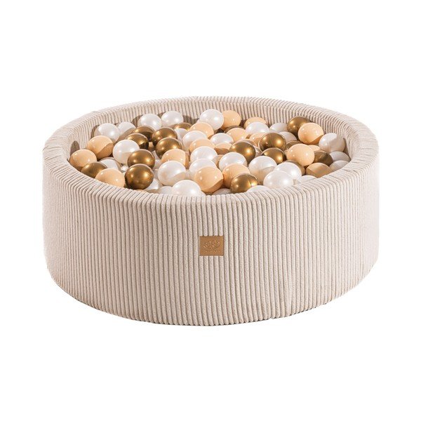 Piscina di palline color crema in velluto a coste ø 90x30 cm Montessori – Meowbaby