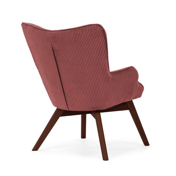 Poltrona rossa con rivestimento in velluto a coste Niko – Ropez-image-3