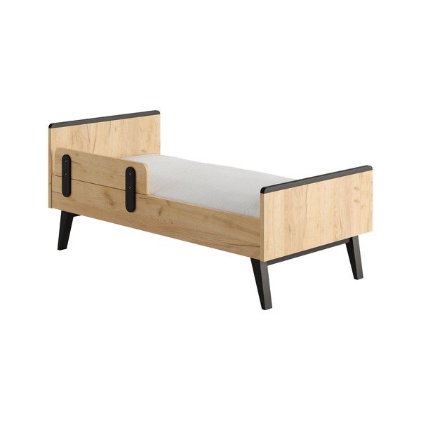 Barriera letto in colore nero-naturale Retro - Pinio-image-1