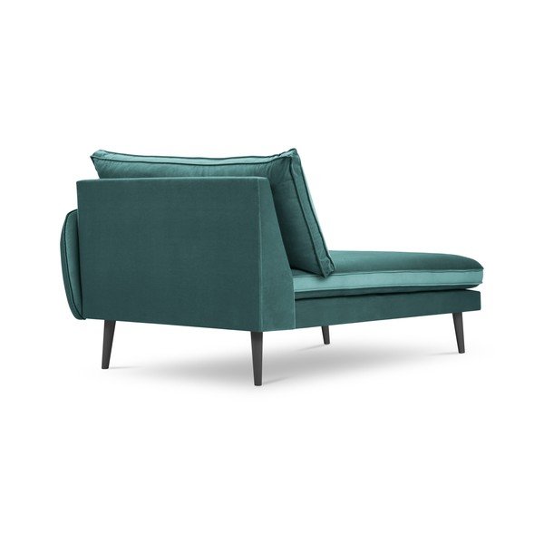 Poltrona lounge in velluto blu petrolio con gambe nere , angolo destro Lento - Kooko Home-image-2