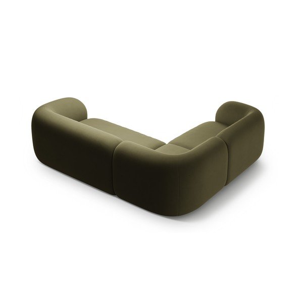 Divano angolare verde (con penisola a sinistra/a L) con rivestimento in velluto Kate – Micadoni -image-2