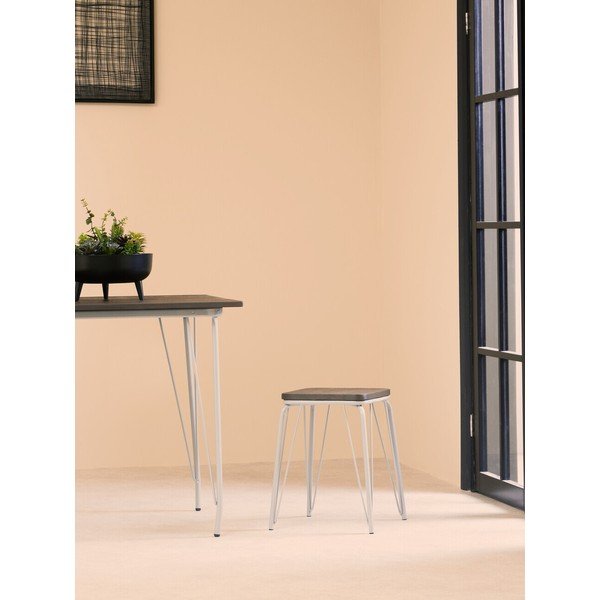 Sgabello grigio/colore naturale scuro in olmo massiccio District – Premier Housewares-image-1