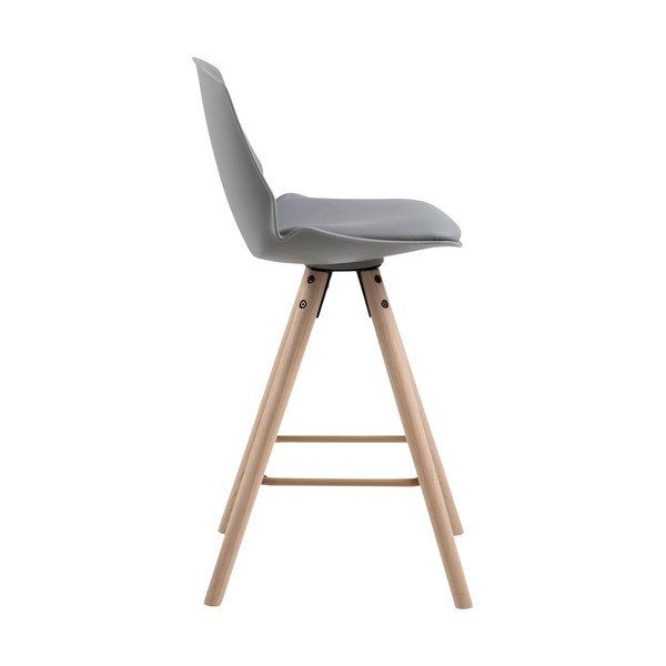 Sgabello da bar grigio con base in legno di quercia Oslo - Actona-image-1