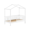 Letto da bambini a forma di casa bianco in pino massiccio con rete inclusa 70x140 cm DALLAS – Vipack