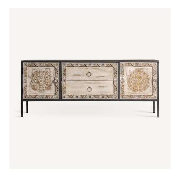 Tavolo TV in legno di abete in colore naturale 135x55 cm Jaipur - Burkina