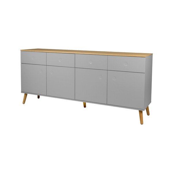 Credenza grigia a quattro ante con gambe in rovere e 4 cassetti Dot - Tenzo-image-2