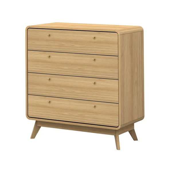 Cassettiera alta in rovere decorato in colore naturale 80x88 cm Cassie - Støraa-image-2