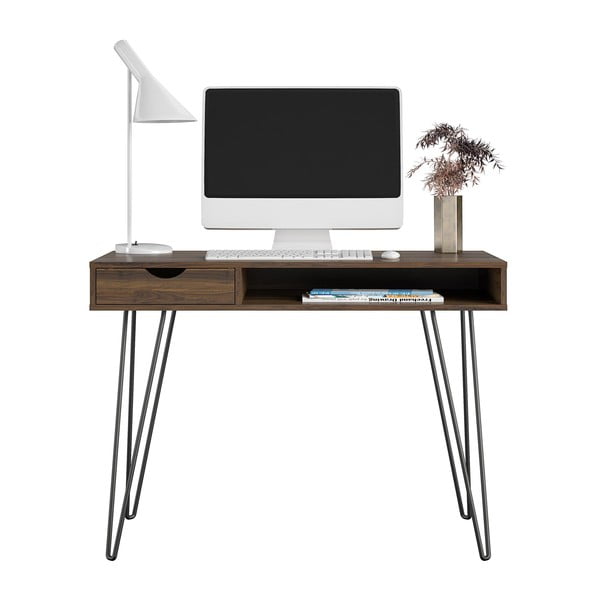 Scrivania con effetto noce 49x104 cm Concord – Novogratz-image-3