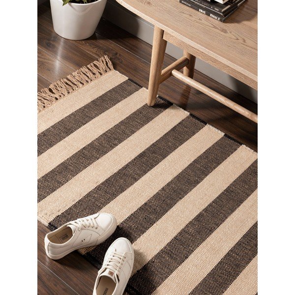 Passatoia nera/color crema in iuta reversibile/tessuta a mano 80x200 cm Playa – Hanse Home-image-2