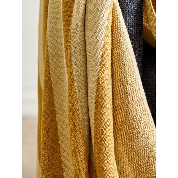 Coperta gialla in cotone riciclato 130x160 cm Frello – Bloomingville-image-3