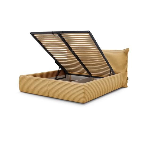 Letto matrimoniale giallo imbottito con spazio contenitivo con griglia inclusa 160x200 cm Jade – Bobochic Paris-image-3