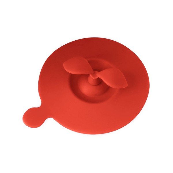 Silikonové víčko na hrnky Vialli Design Leaves, červené