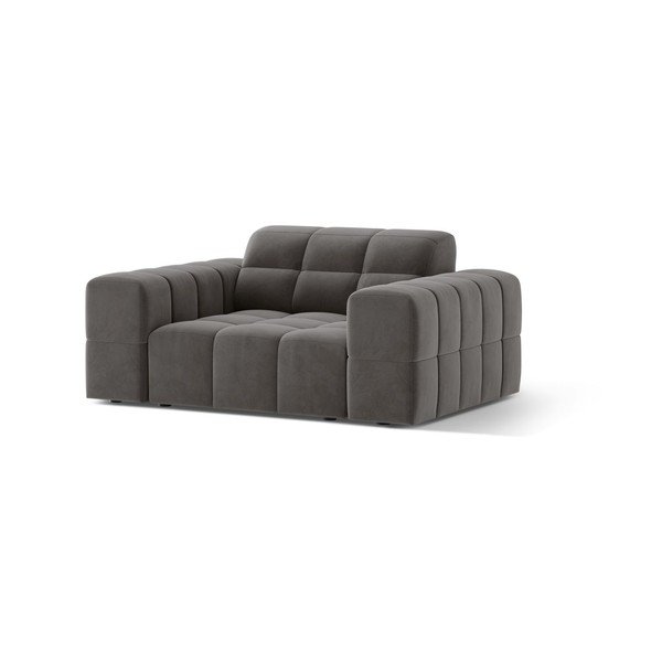 Poltrona grigia con rivestimento in velluto Chicago – Cosmopolitan Design-image-1