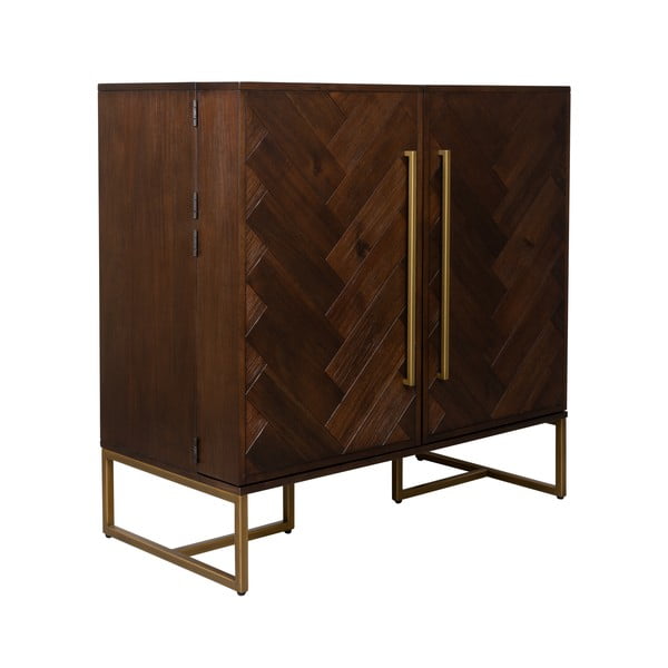 Mobile da vino in legno esotico per 24 bottiglie, 100x100 cm Class - Dutchbone-image-2