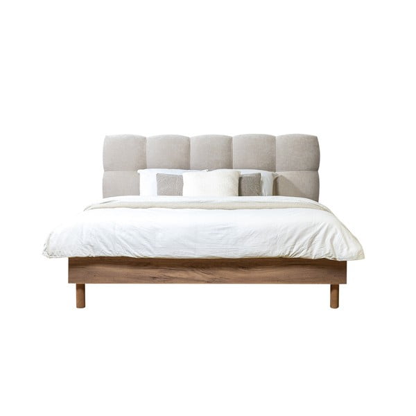 Letto matrimoniale imbottito grigio chiaro rete inclusa 180x200 cm Kumo - Bobochic Paris-image-2