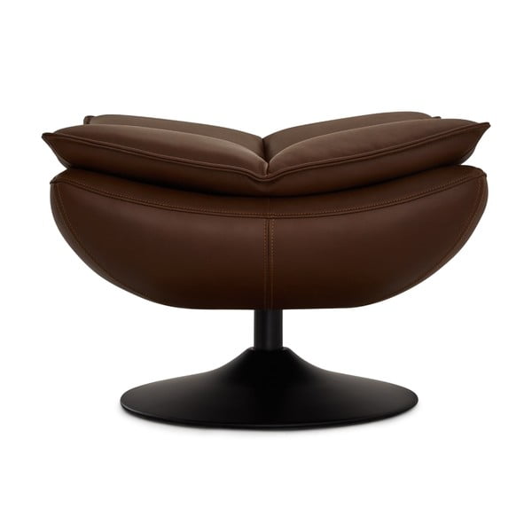 Pouf in pelle marrone scuro Miami - Furnhouse-image-2
