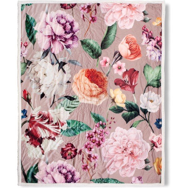 Coperta beige reversibile , 130 x 160 cm Fiori - Descanso-image-2