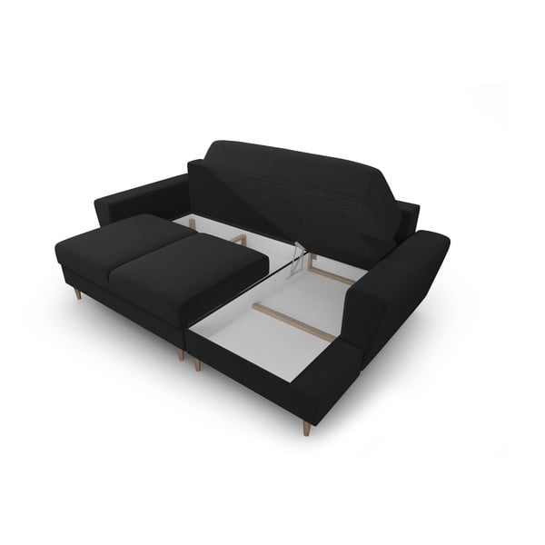 Divano angolare nero allungabile e con contenitore (con penisola a destra/con chaise lounge) con rivestimento in velluto Kyoto – Cosmopolitan Design-image-3