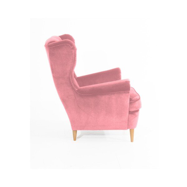 Poltrona rosa con gambe marrone chiaro Clint Suede - Max Winzer-image-2